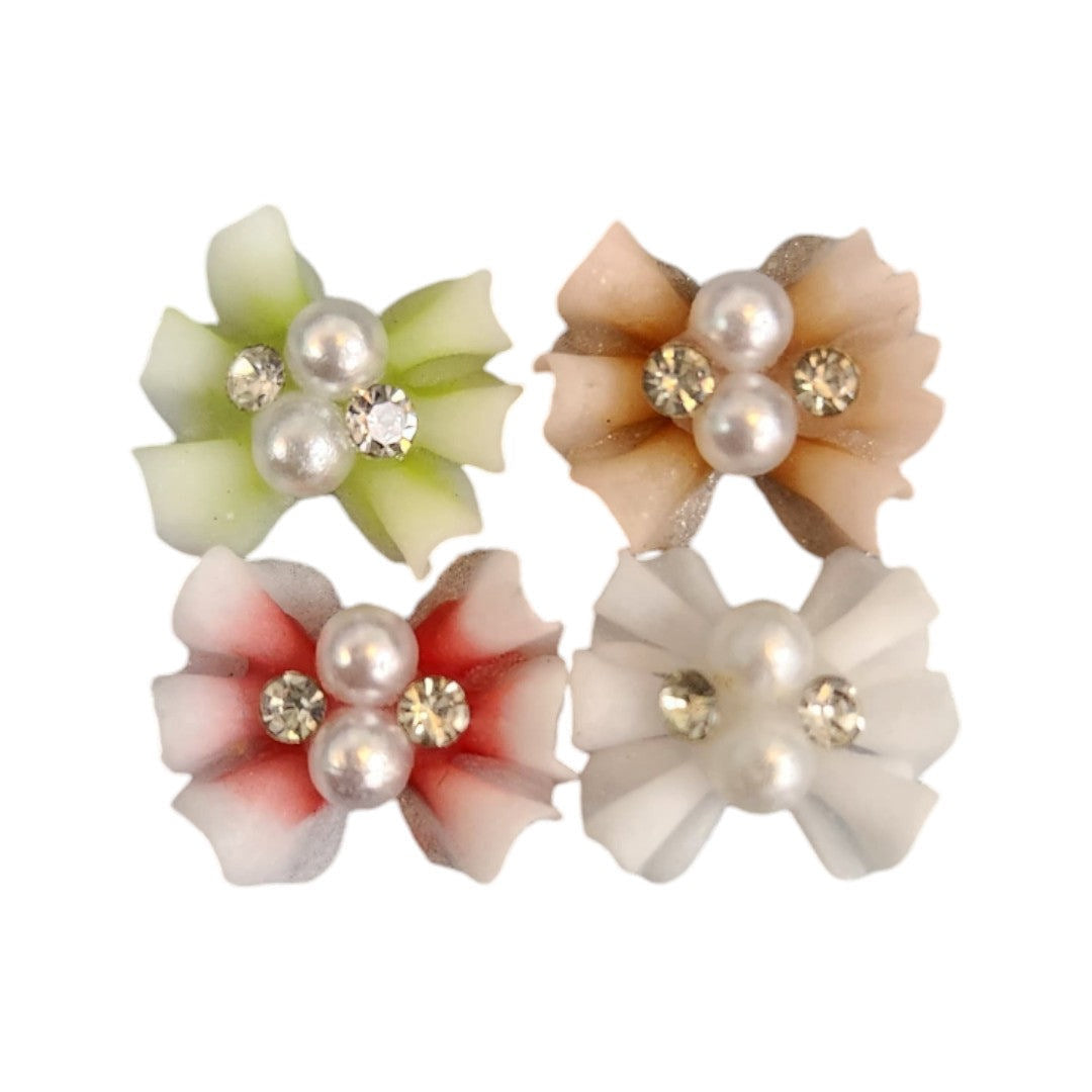 CNBS Nail Charms - 3D Handmade Acrylic Multi Colour Flower Varied Style 4pcs