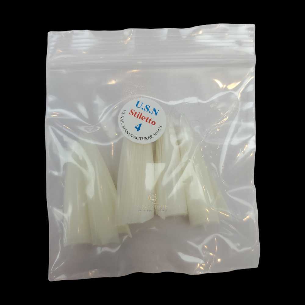 USN Nail Tips - Natural Stiletto (Bag Of 50)