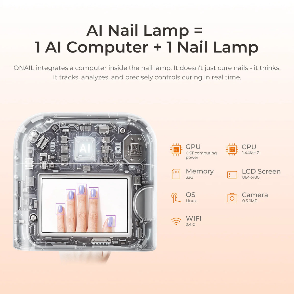 ONAIL 1 Pro Max-Rechargeable AI Nail Lamp - White