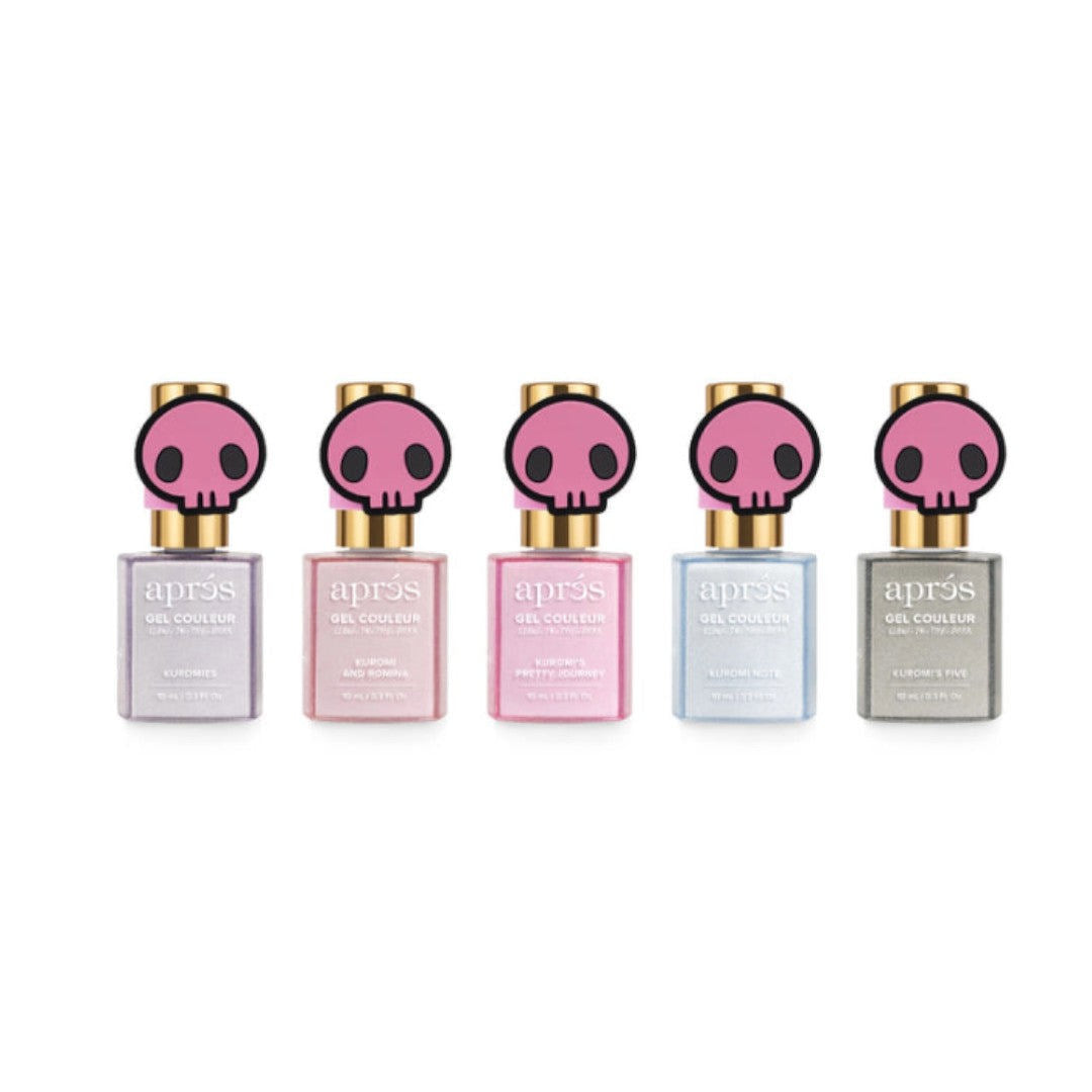 Apres Kuromi Caty Eye Gel Couleur (HEMA-Free) W/ Pink Skull Cap Accessory (Set Of 5)