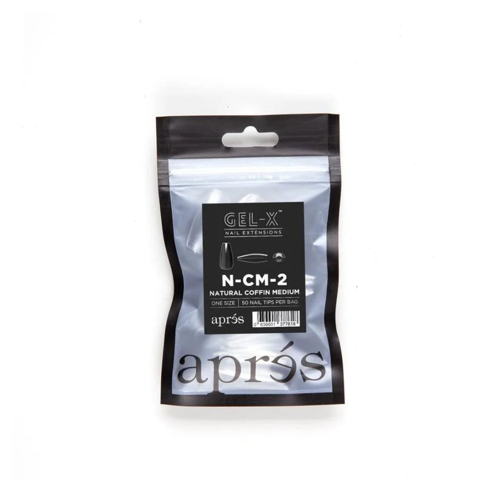 Apres Gel-X Refill Tips - Natural Coffin Medium (50Pcs)