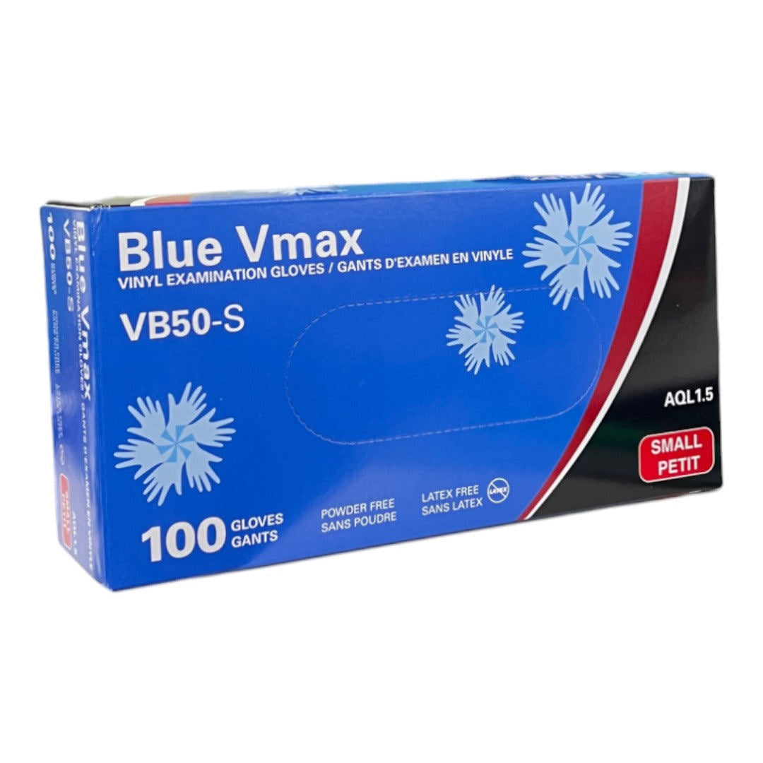 Blue Vmax Vinyl Examination Gloves - Small (Box Of 100)