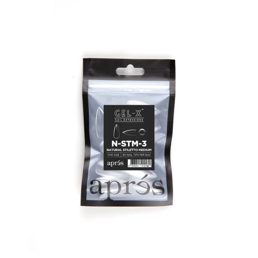 Apres Gel-X Refill Tips - Natural Stiletto Medium (50Pcs)