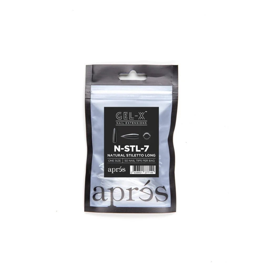 Apres Gel-X Refill Tips - Natural Stiletto Long (50Pcs)