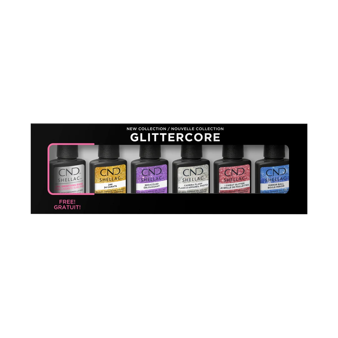CND Shellac - Glittercore Collection Prepack (Free CND Shellac (HEMA/TPO-Free) Epic Smoothing Base 0.42oz)