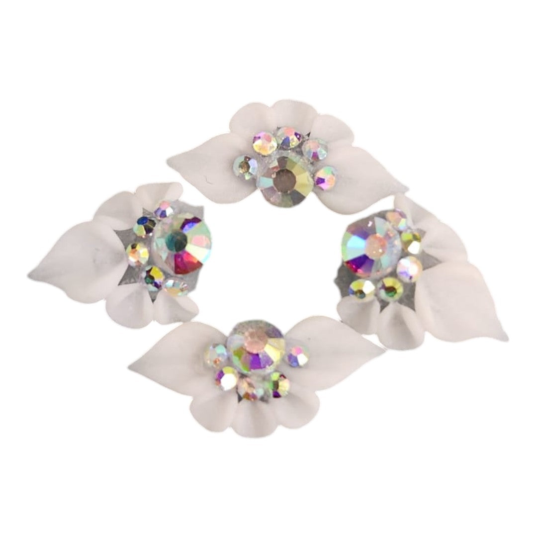 CNBS Nail Charms - 3D Handmade Acrylic White Flower Varied Style 4pcs