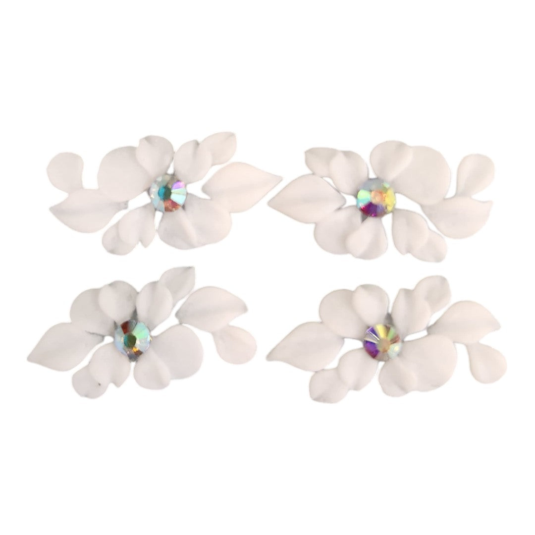 CNBS Nail Charms - 3D Handmade Acrylic White Flower Varied Style 4pcs