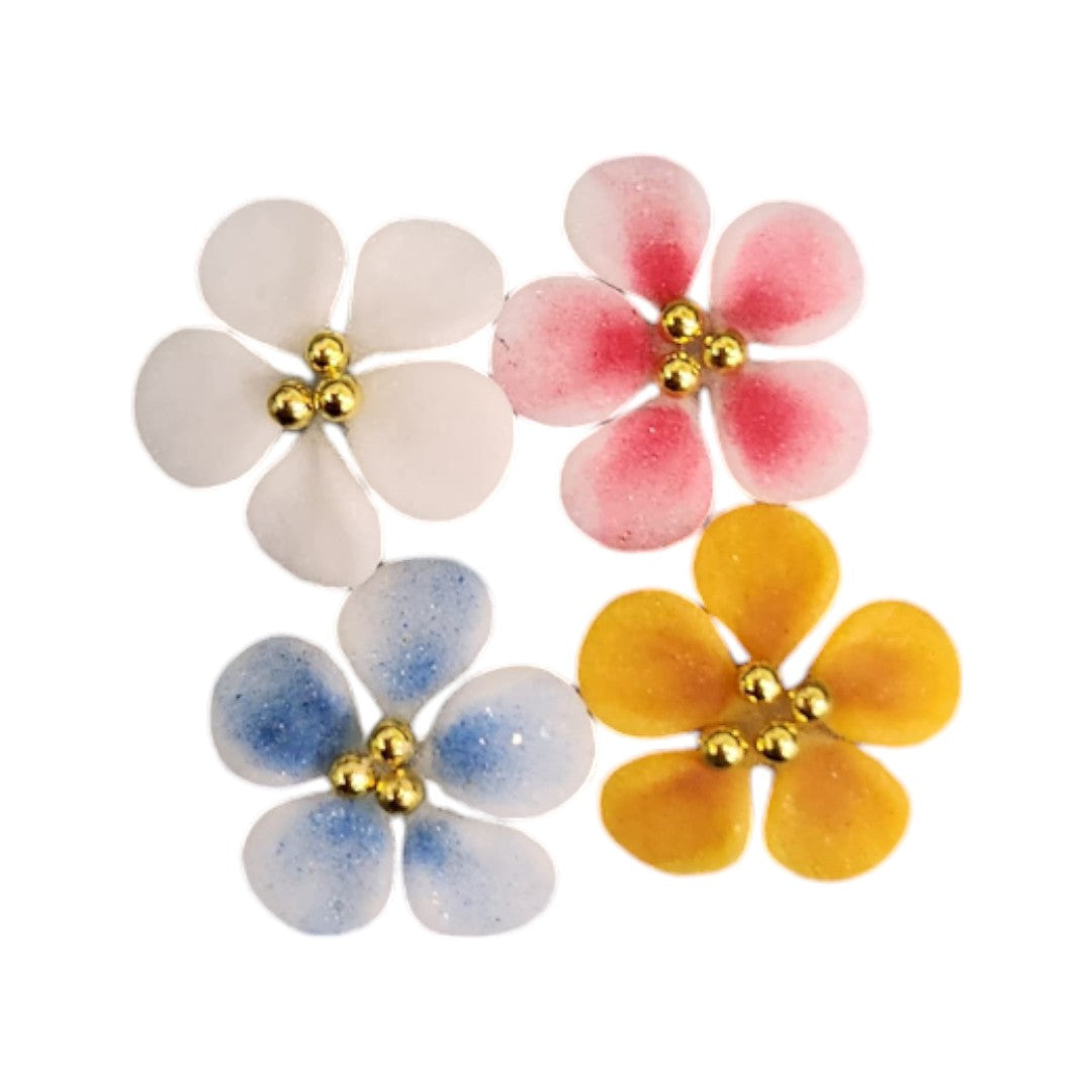 CNBS Nail Charms - 3D Handmade Acrylic Multi Colour Flower Varied Style 4pcs