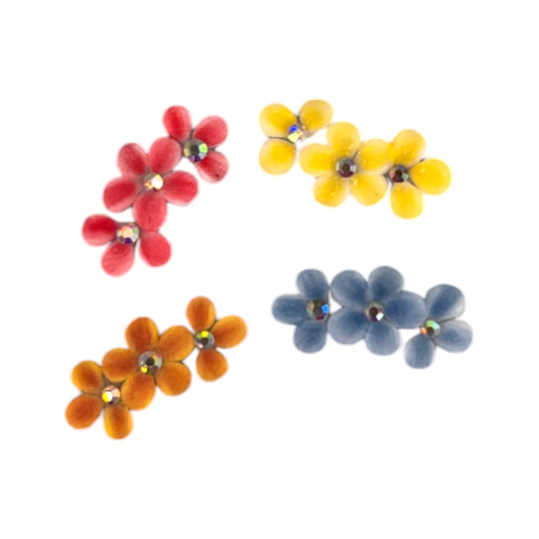 CNBS Nail Charms - 3D Handmade Acrylic Multi Colour Flower Varied Style 4pcs
