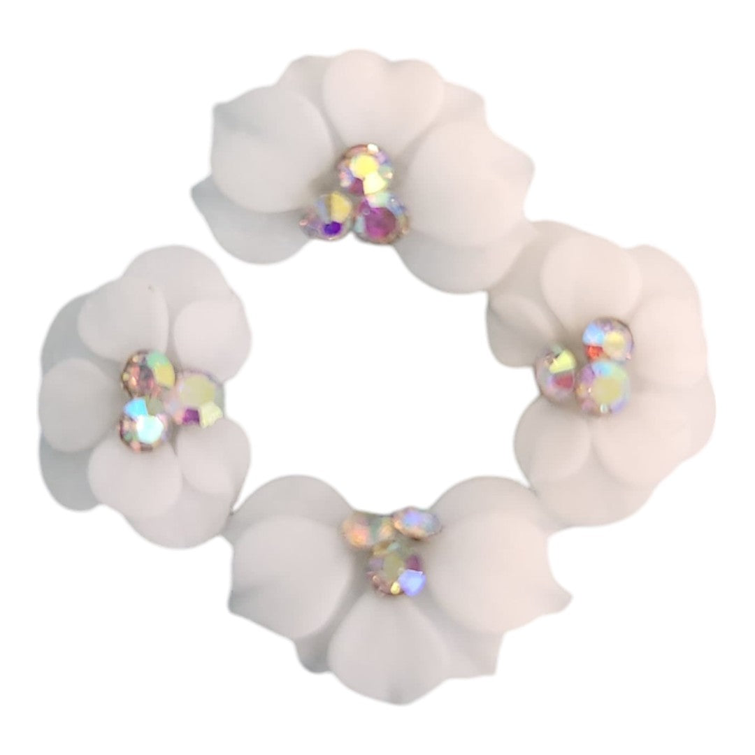 CNBS Nail Charms - 3D Handmade Acrylic White Flower 2 Varied Style 4pcs