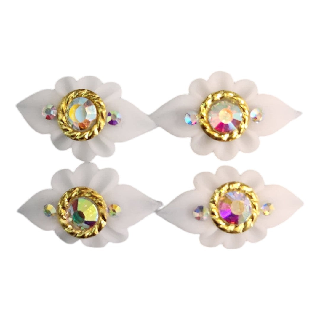 CNBS Nail Charms - 3D Handmade Acrylic White Flower 2 Varied Style 4pcs