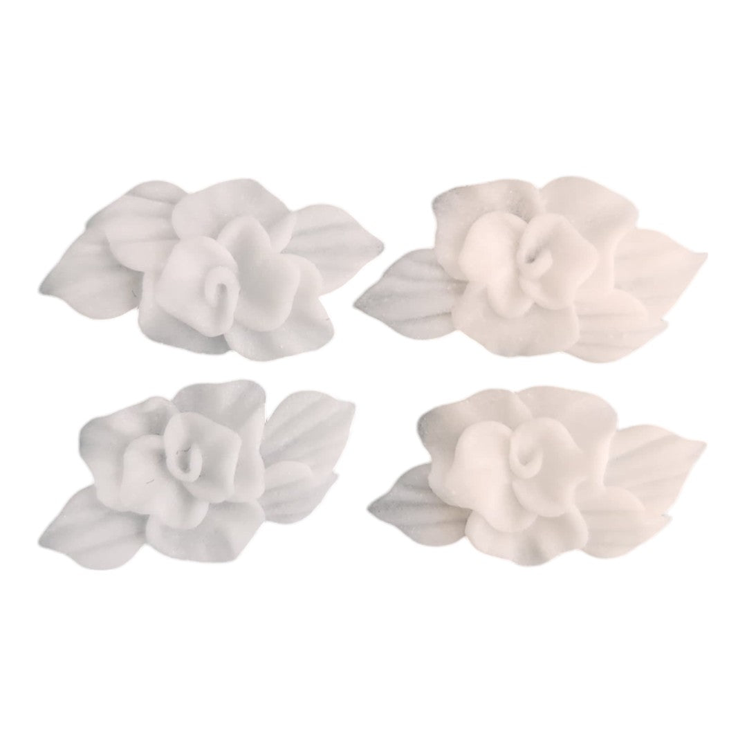 CNBS Nail Charms - 3D Handmade Acrylic White Flower 2 Varied Style 4pcs