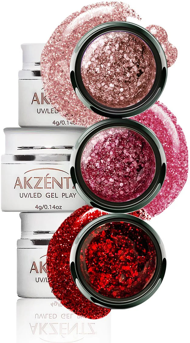 Akzéntz UV/Led Gel Play - Glitter Raspberry Dazzle 0.14Oz