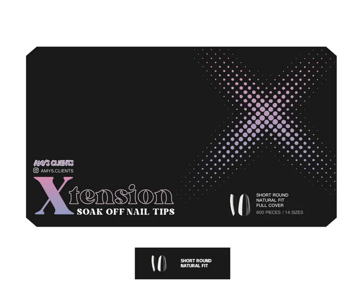 Amy's Clients Xtension Tips Box - Natural Round Short (600pcs)