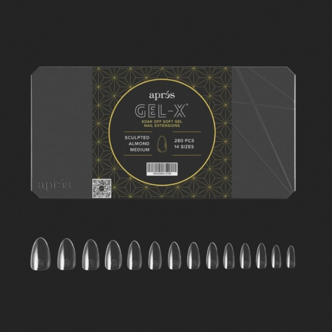 Apres Nails, Gel-X Tip Mini Box, Sculpted Almond (280pcs), designed nail tips