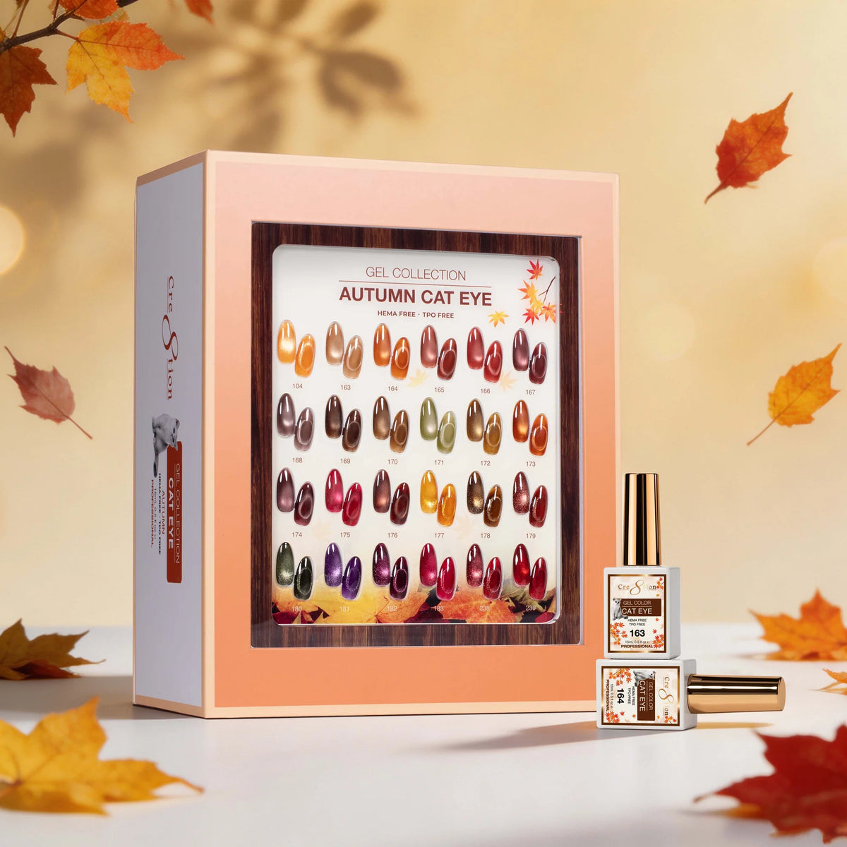 Cre8tion (HEMA/TPO-Free) Cat Eye Gel Polish - Autumn Collection (24pcs)
