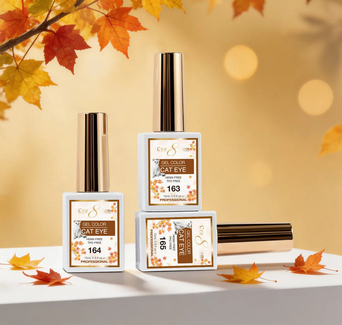 Cre8tion (HEMA/TPO-Free) Cat Eye Gel Polish - Autumn Collection (24pcs)
