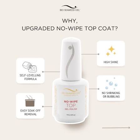 Bio Seaweed Gel Top Coat - No Wipe 15mL