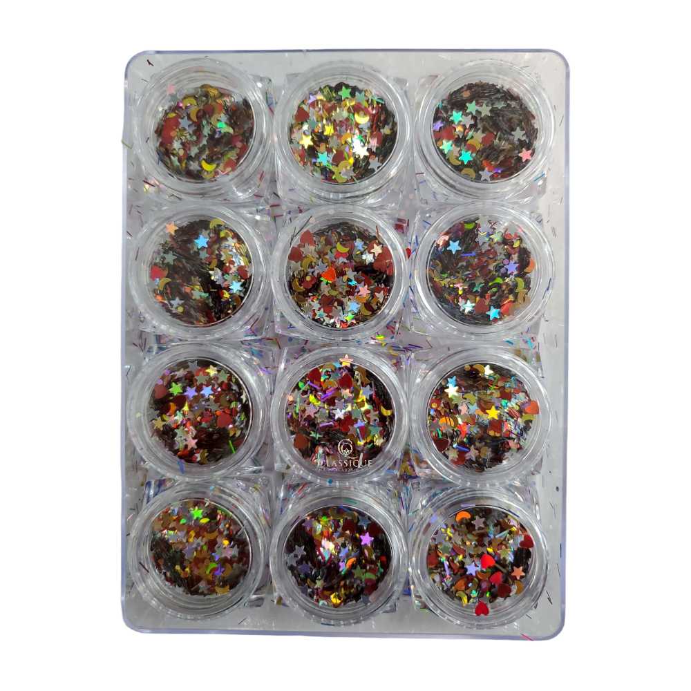 CNBS Glitter Set #8 (Set of 12 Jars) - Classique Nails Beauty Supply