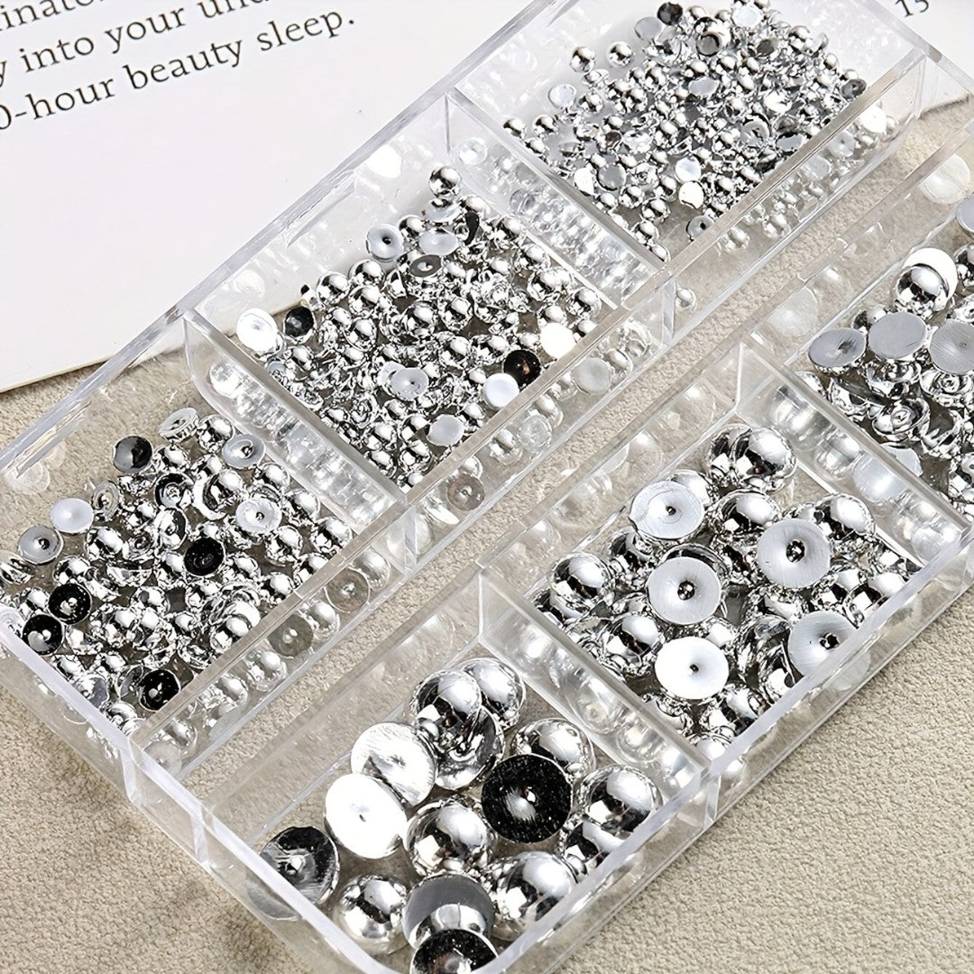 CNBS Nail Art Charms Half Round Beads, nail art gems​, nail art with gems​