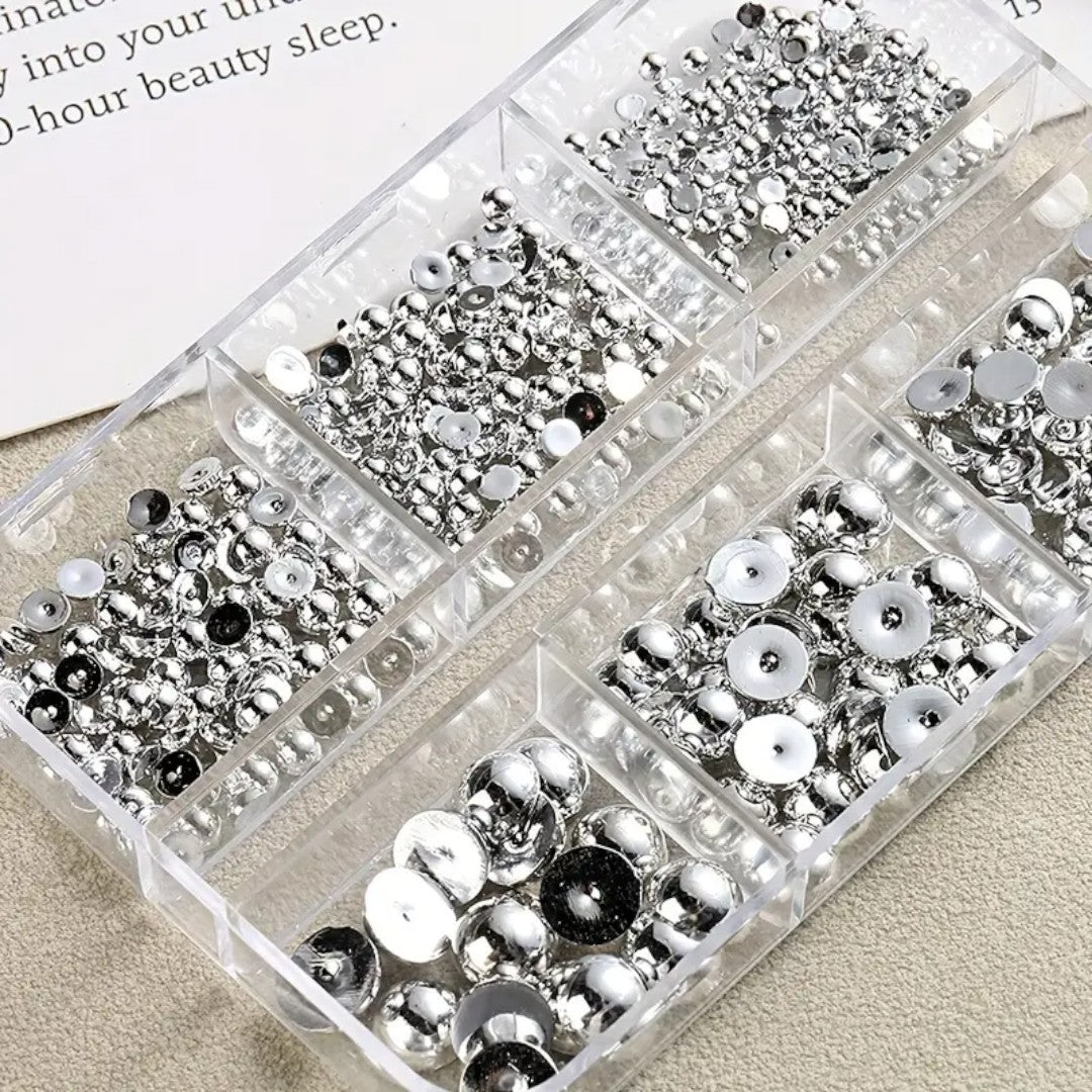 CNBS Nail Art Charms Half Round Beads, nail art gems​, nail art with gems​