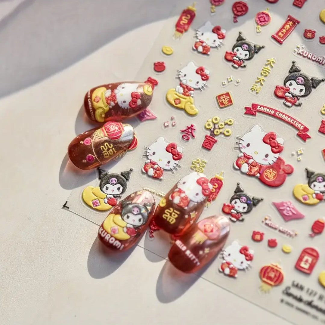 CNBS Nail Sticker Lunar New Year x Sanrio Characters, Nail sticker lunar new year, chinese new year nail art sticker, nail sticker nails​, nail sticker​, sticker nails