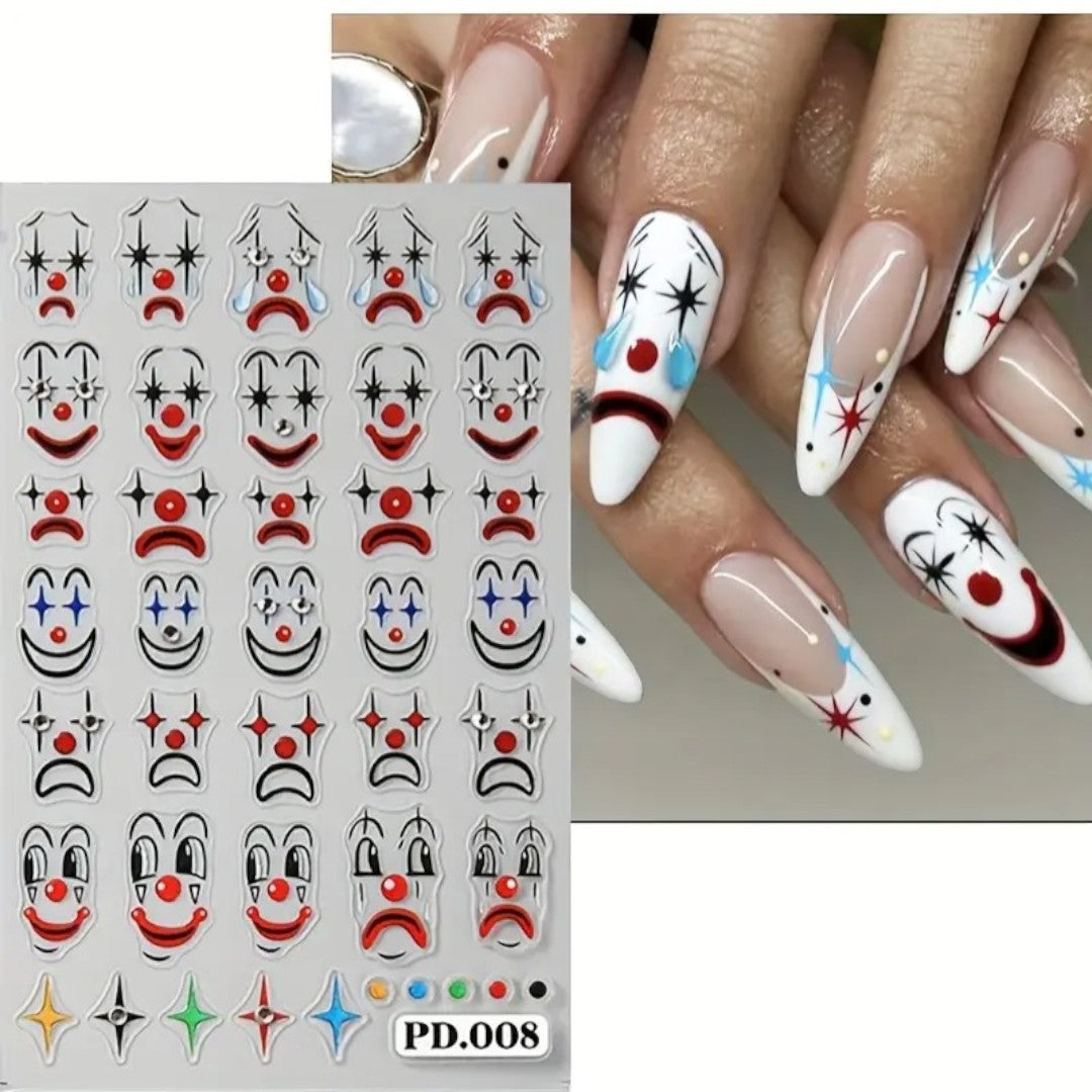 CNBS Nail Stickers - Clown Faces Emotions