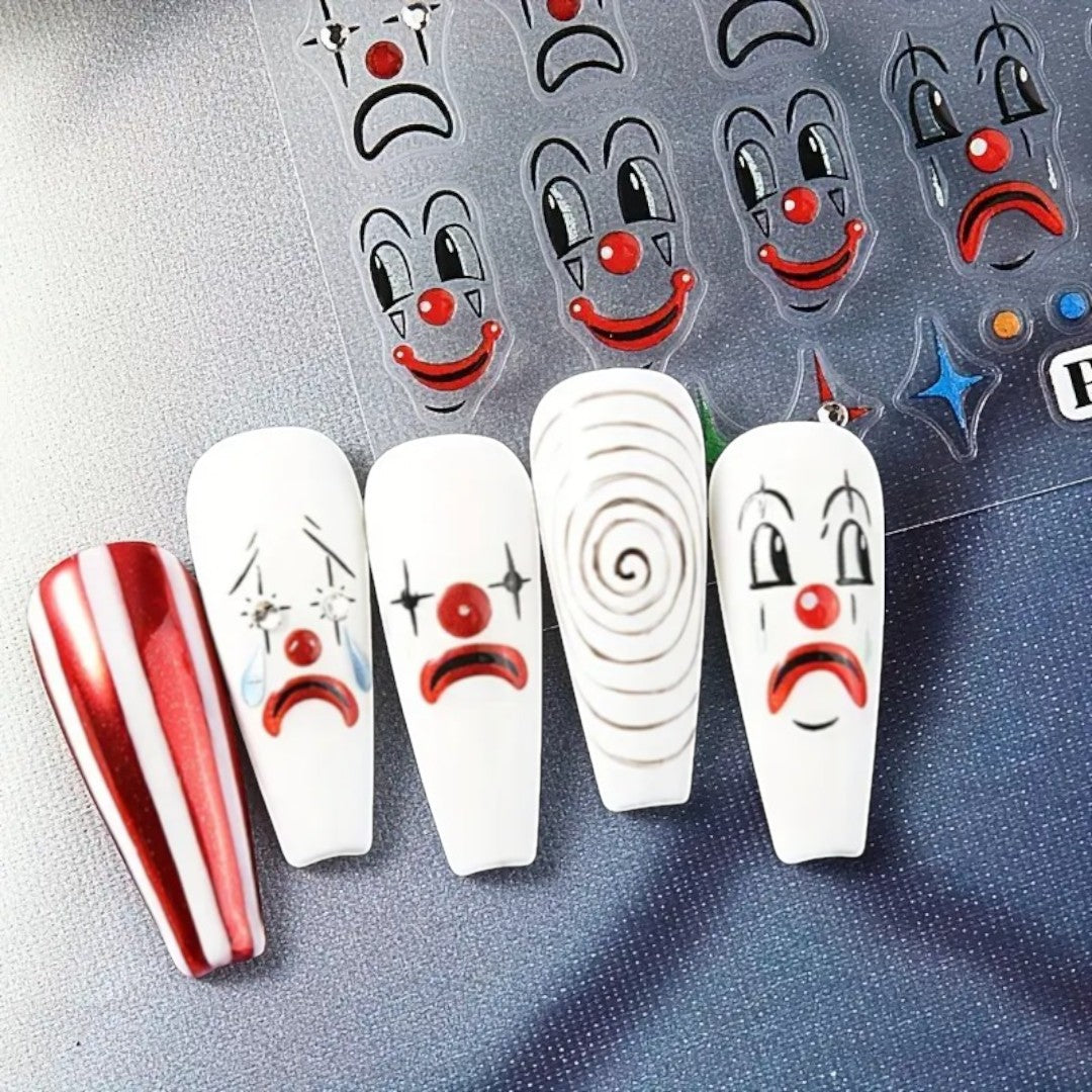 CNBS Nail Stickers - Clown Faces Emotions