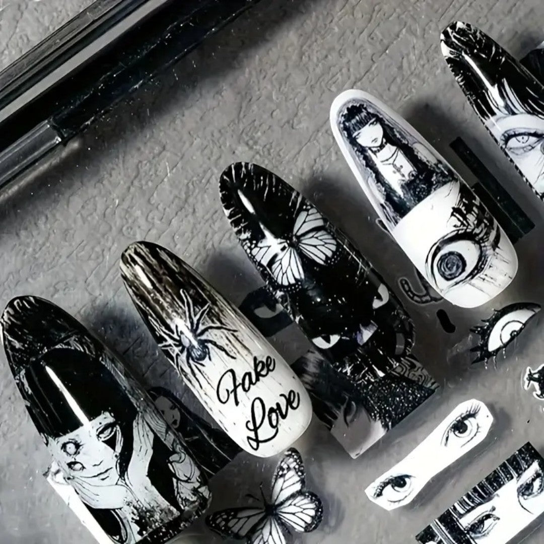 CNBS Nail Stickers - Dark Manga Vibes w/ Butterflies & Eyes