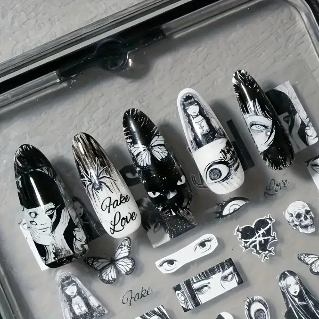 CNBS Nail Stickers - Dark Manga Vibes w/ Butterflies & Eyes