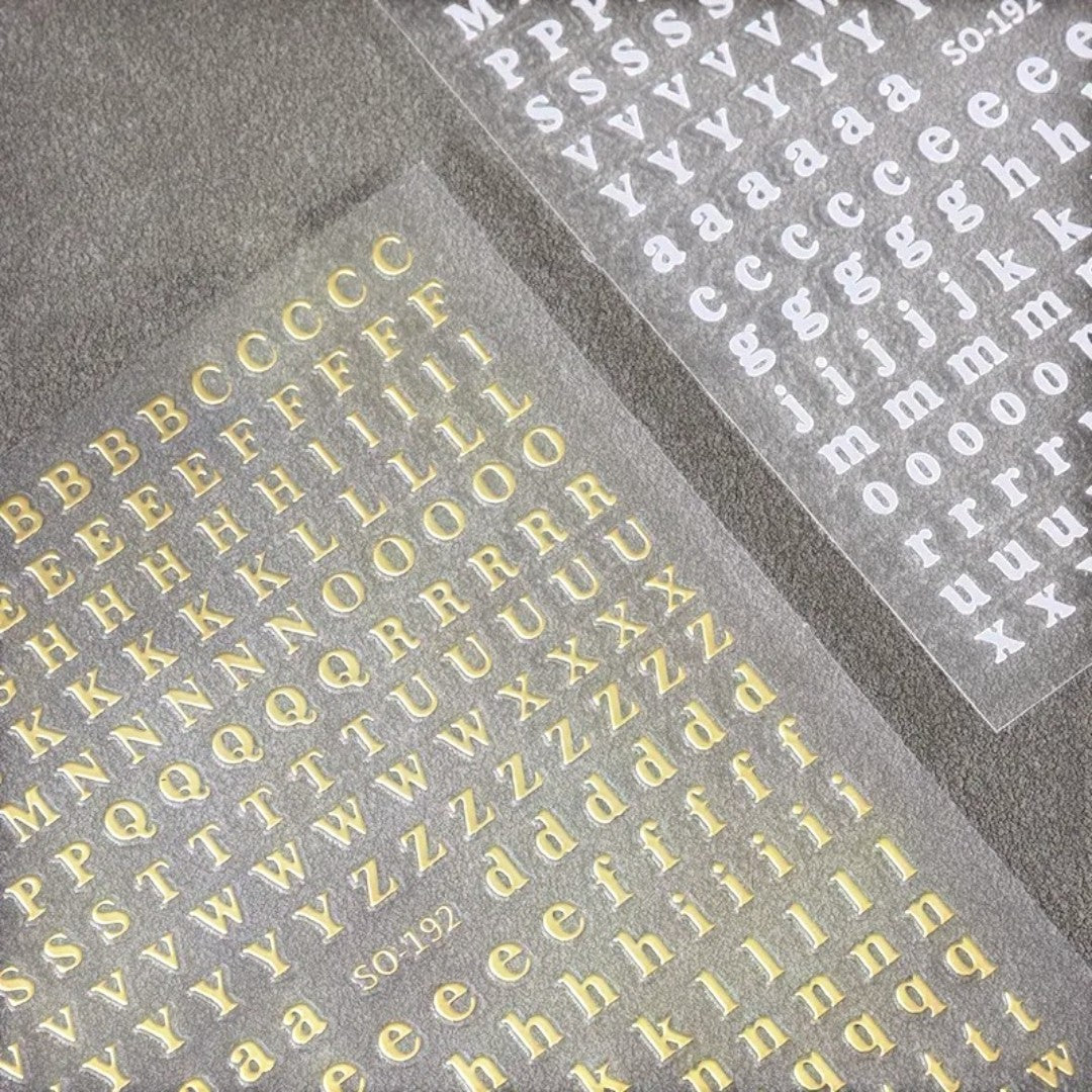 CNBS Nail Stickers - Mixed Colour English Letters (7 Sheets)