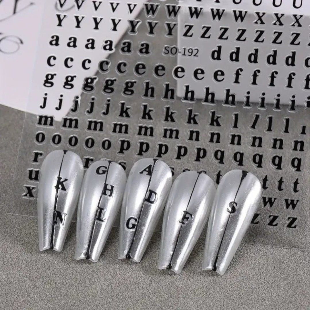 CNBS Nail Stickers - Mixed Colour English Letters (7 Sheets)