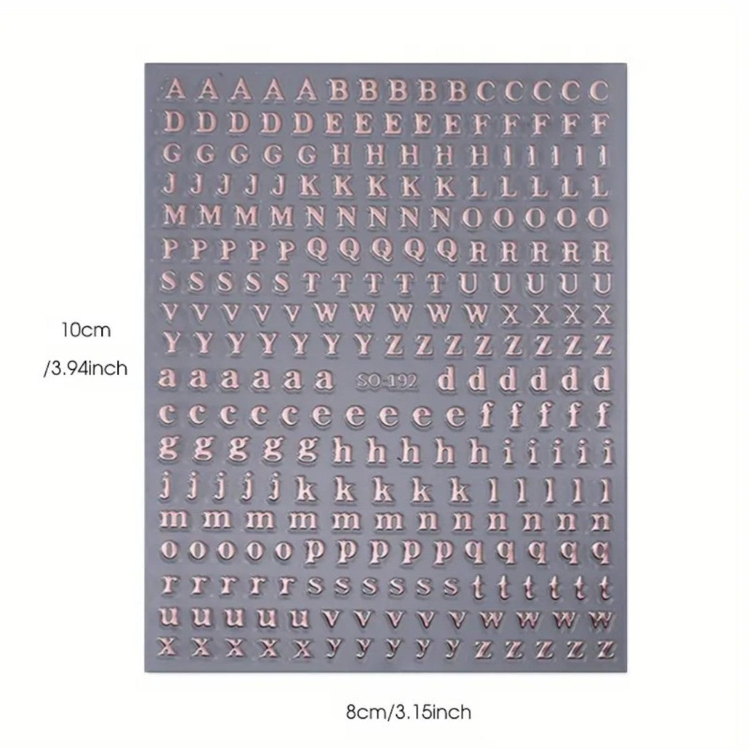 CNBS Nail Stickers - Mixed Colour English Letters (7 Sheets)