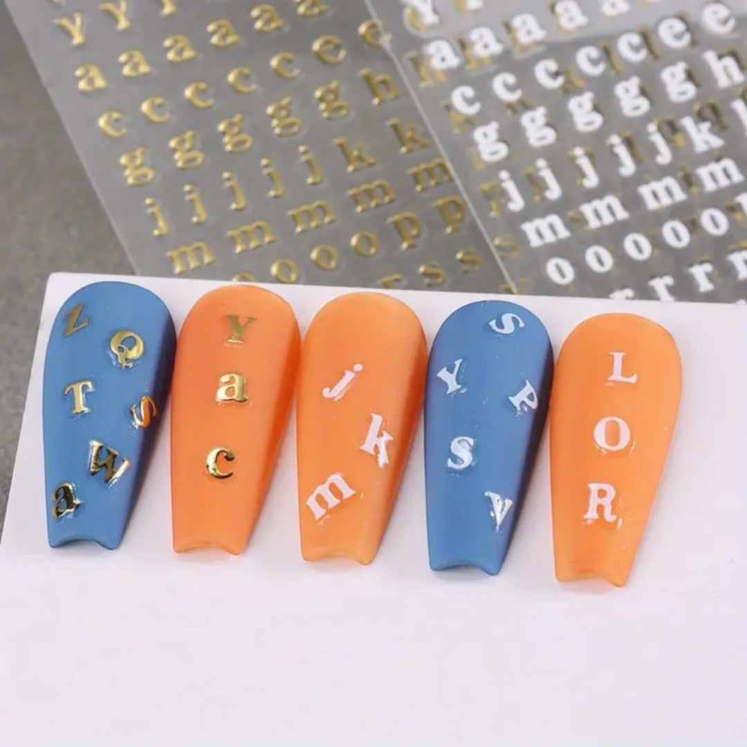 CNBS Nail Stickers - Mixed Colour English Letters (7 Sheets)