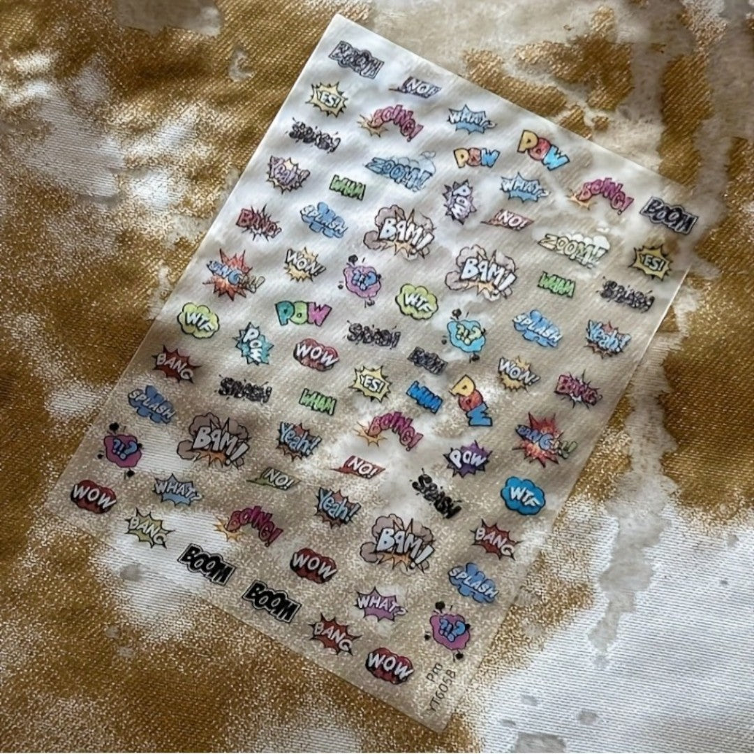 CNBS Nail Stickers – Comic Pop Art Texts (BAM! POW! WOW! Series)