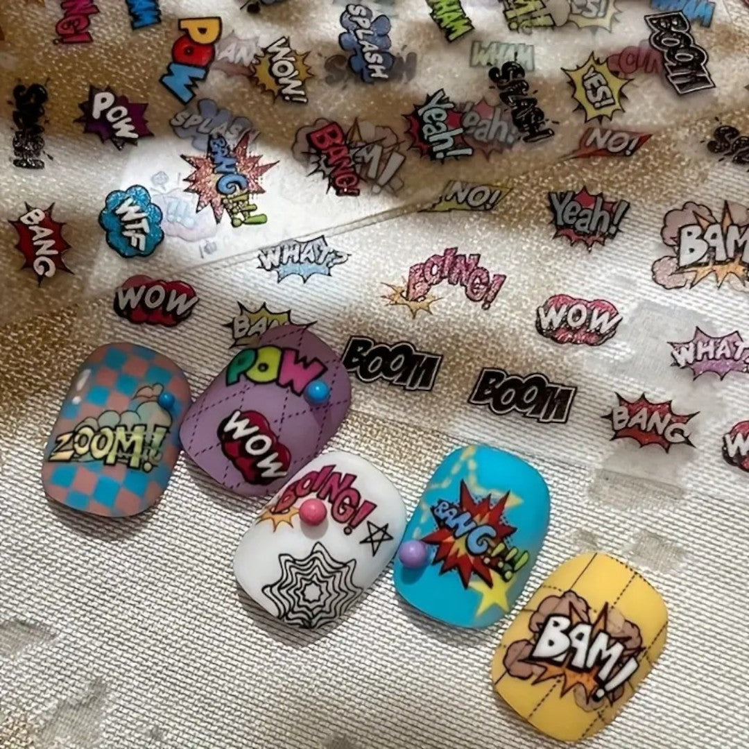 CNBS Nail Stickers – Comic Pop Art Texts (BAM! POW! WOW! Series)