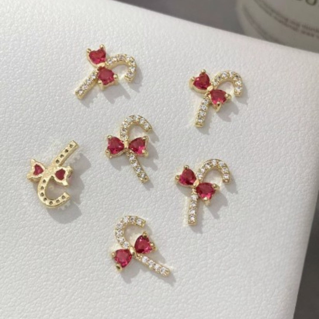 CNBS Nail Charms Christmas Bell and Candy Canes, acrylic rhinestone nails