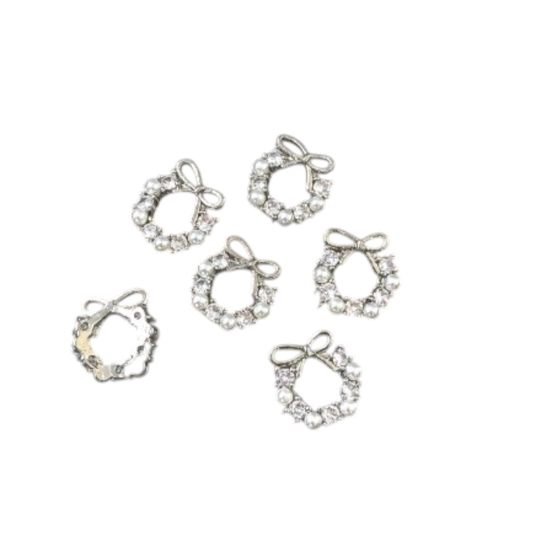CNBS Nail Charms Christmas Garland and Wreaths, acrylic nails with rhinestones