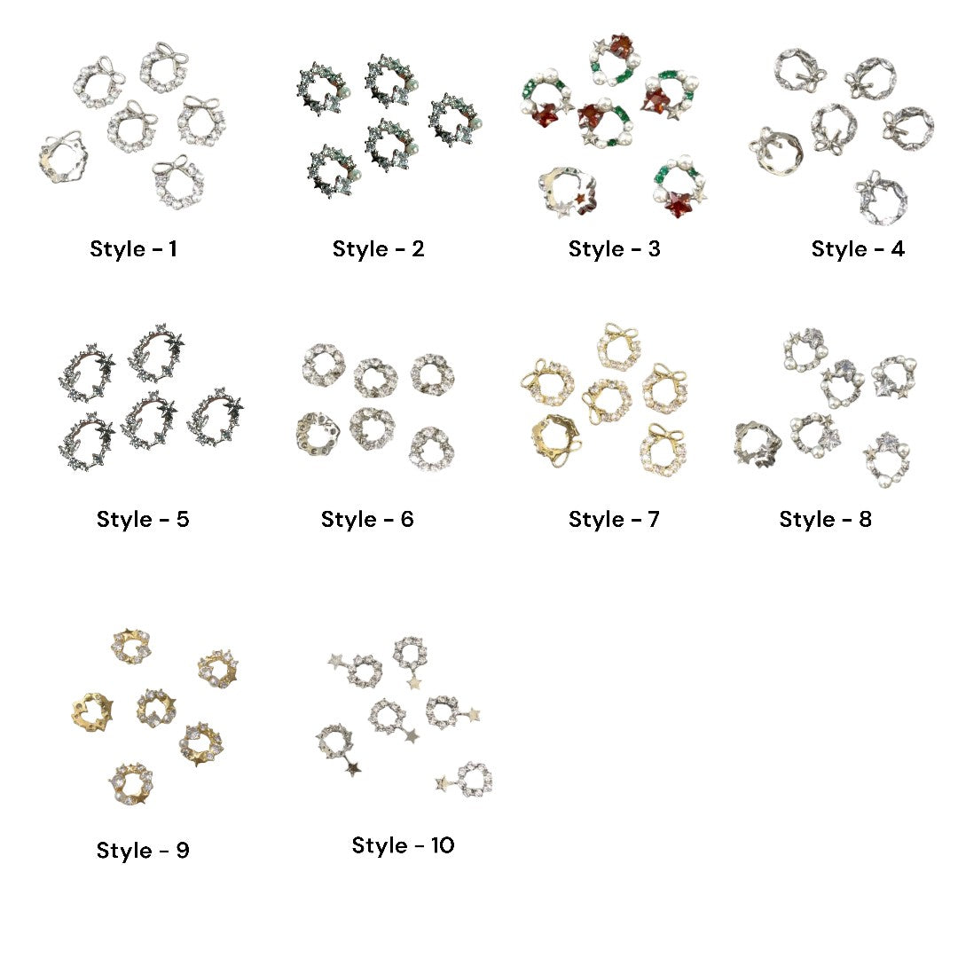 CNBS Nail Charms Christmas Garland and Wreaths, acrylic nails with rhinestones