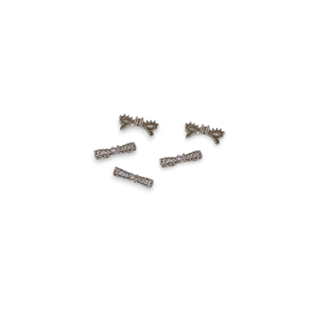 CNBS Nail Charms Silver Bowknot, nail art with rhinestones design​
