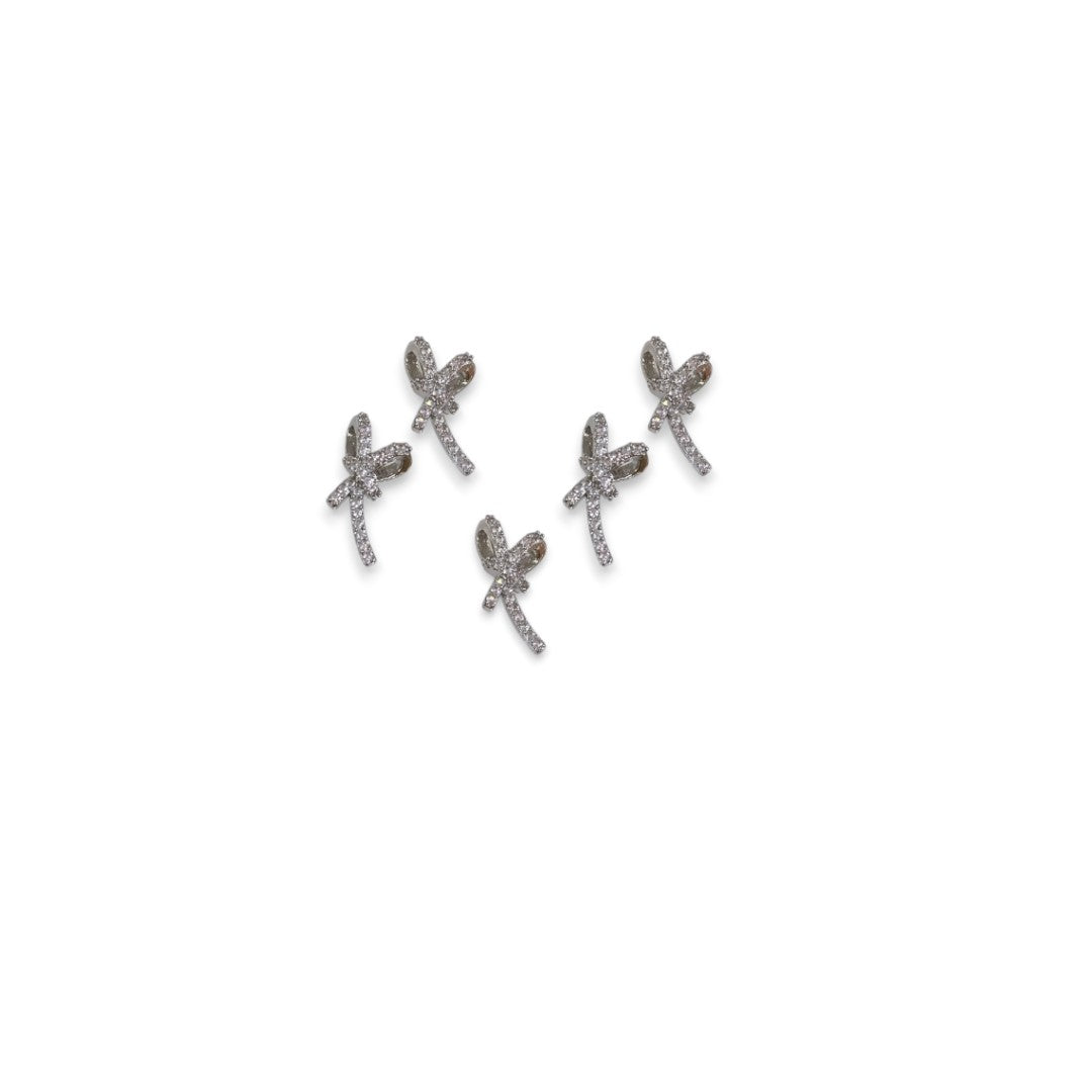 CNBS Nail Charms Silver Bowknot, nail art with rhinestones design​