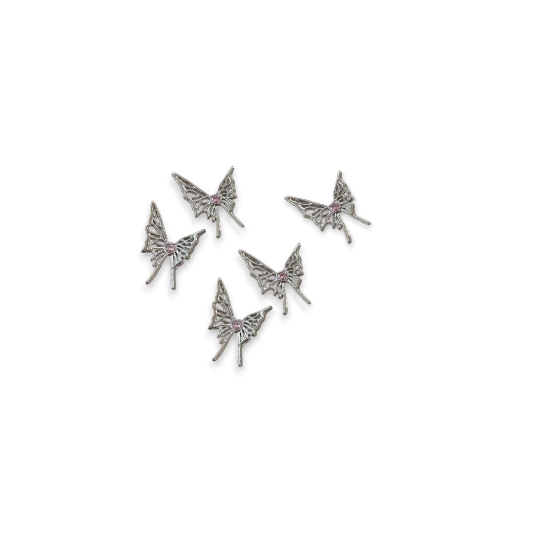 CNBS Nail Charms Silver Butterfly, rhinestone nail designs​