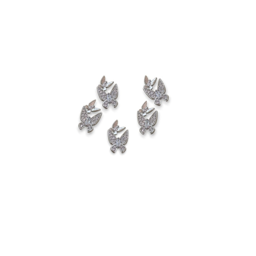 CNBS Nail Charms Silver Butterfly, rhinestone nail designs​