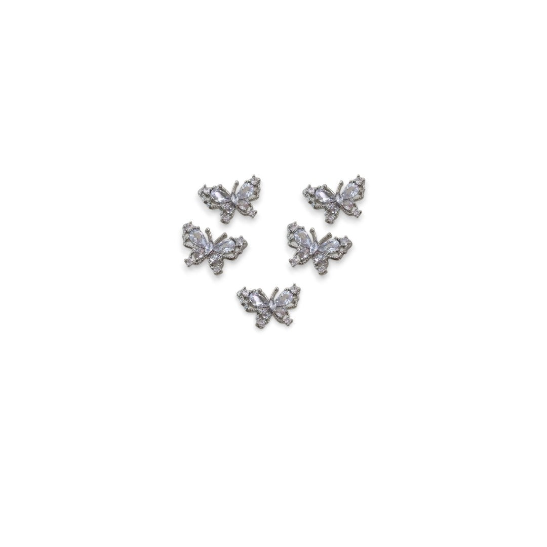 CNBS Nail Charms Silver Butterfly, rhinestone nail designs​