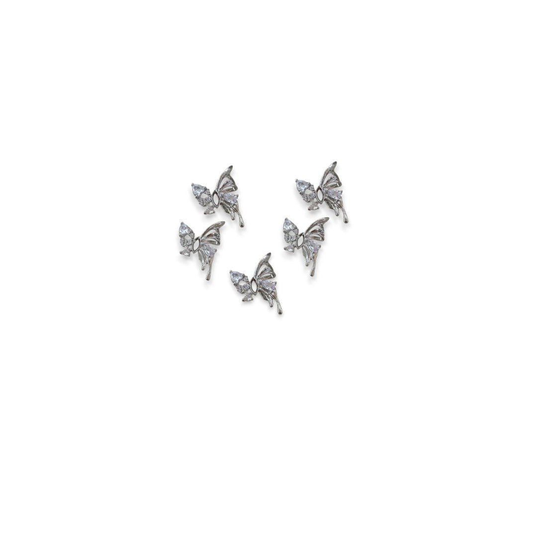 CNBS Nail Charms Silver Butterfly, rhinestone nail designs​