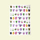 CNBS Nail Stickers - Hello Kitty x Colorful Teddy Bear Style