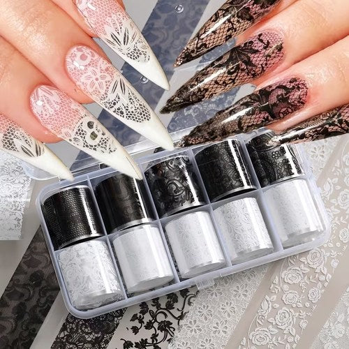 CNBS Transfer Foil – Black & White Lace (10pcs)