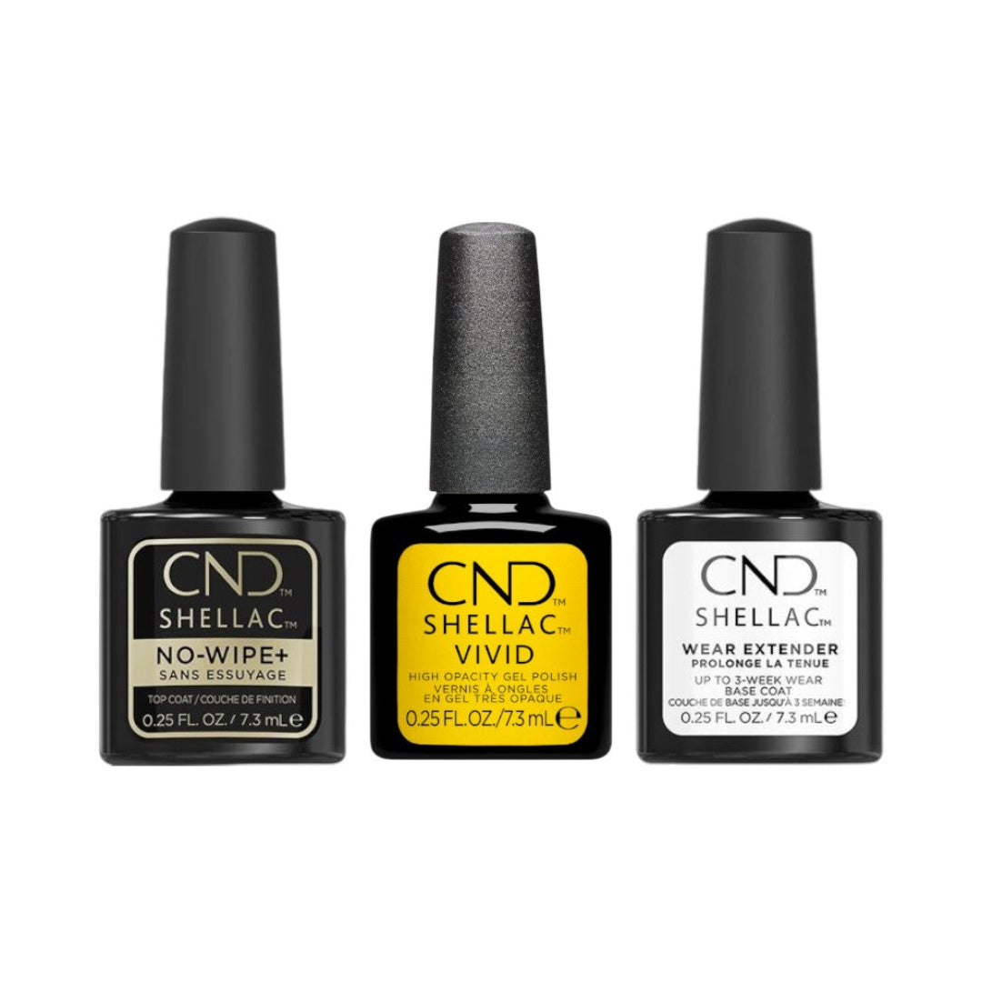 CND Shellac No Wipe+ Top Coat, Extended Base and Colour Trio from Vivid Collection, cnd shellac top coat​, cnd shellac where to buy