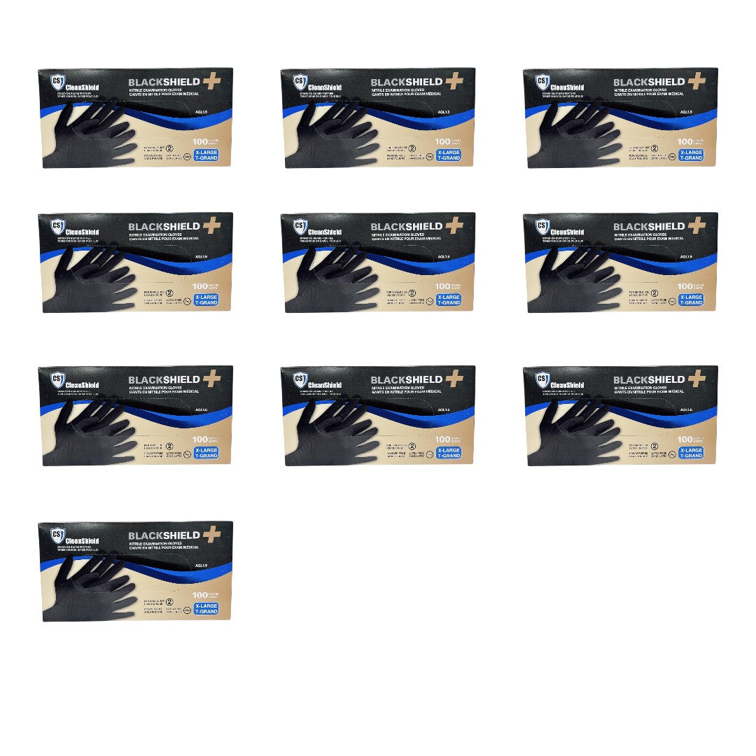Cleanshield Nitrile Black Gloves (Case Of 10)