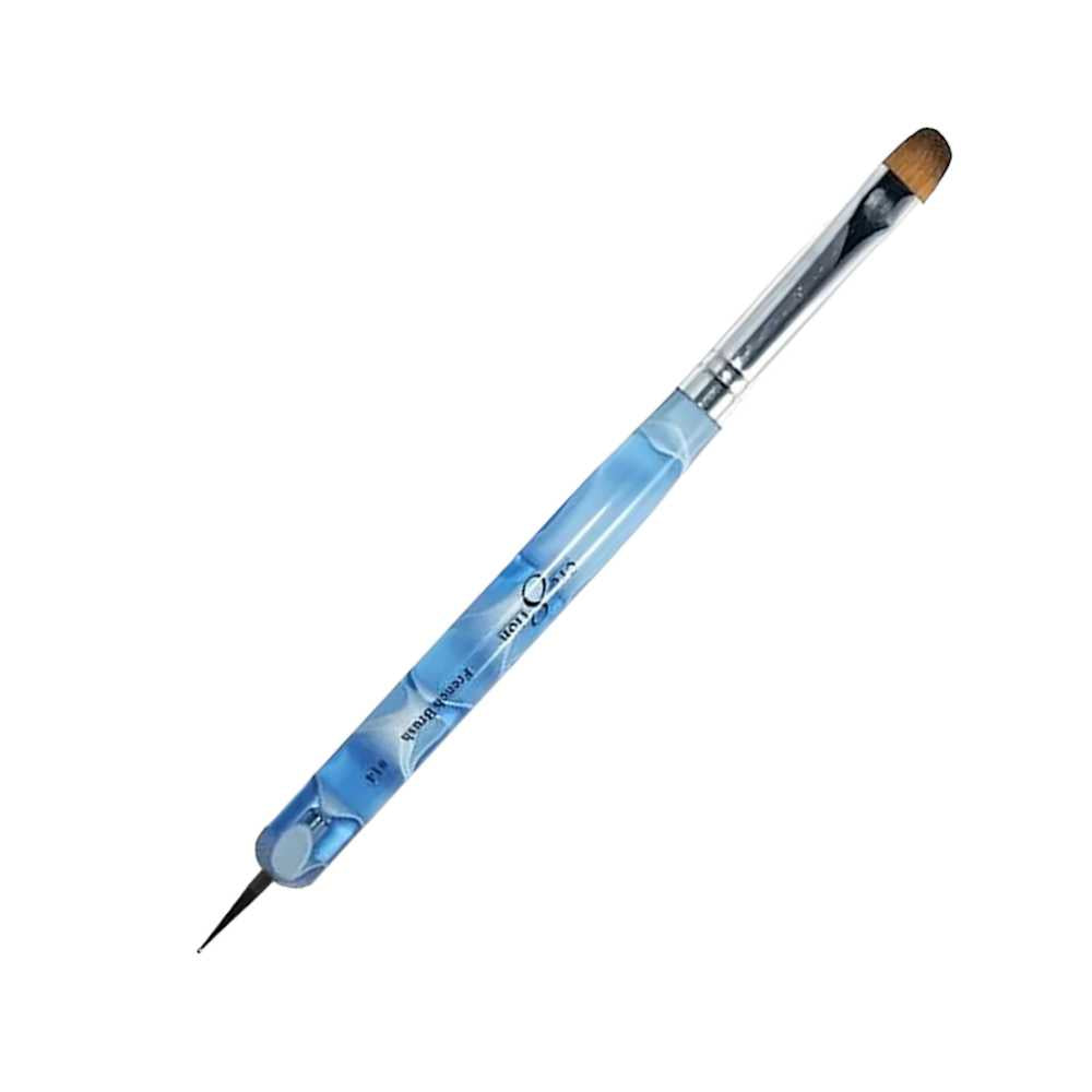 Cre8tion French Brush w/ Dotting Tool - #14 Blue #12127 - Classique Nails Beauty Supply